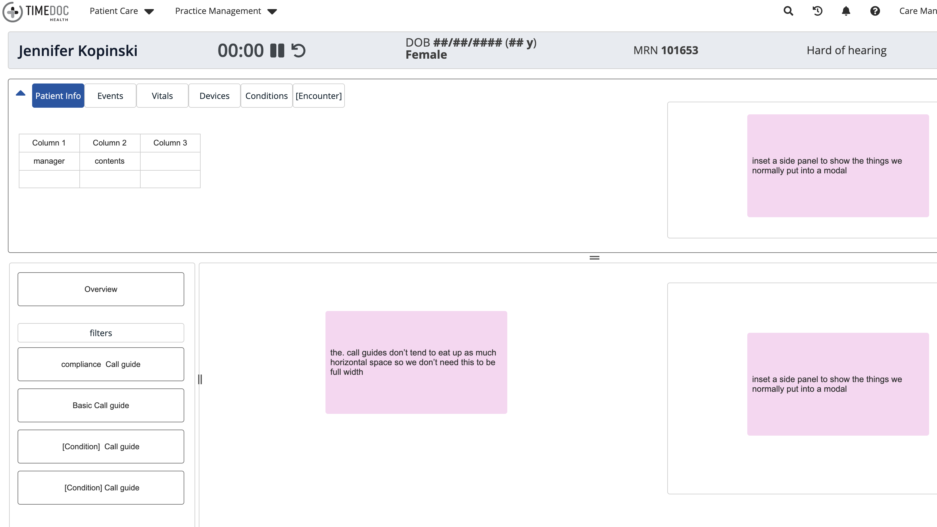 Sample of a simple story board style mockup of ui